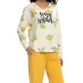 thumbnail image 5 of INSPIRE CHIC Womens Sleepwear Cute Print V-Neck Nightwear with Pants Loungewear Pajama Set Yellow XS, 5 of 5