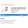 thumbnail image 2 of Water Pump - Compatible with 1999 - 2002 Daewoo Nubira 2.0L 4-Cylinder 2000 2001, 2 of 2
