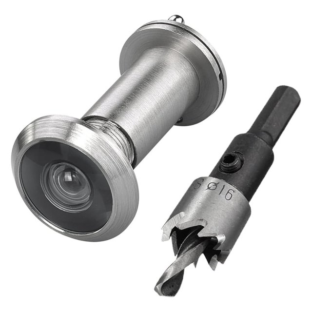 Mirilla de latón macizo de 220 grados para puerta con broca de 16 mm, mirilla de puerta de 0,63 pulgadas con privacidad, B