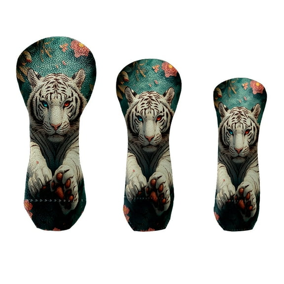 Golf Club Cover Velvet Lining Suitable for the First Wood, Fairway Wood and Hybrid Club Head Cover, Suitable for Men and Wome White Tiger