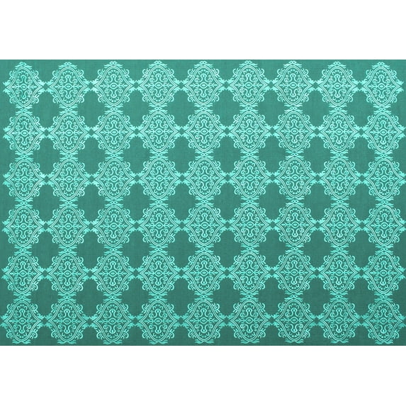 Ahgly Company Indoor Rectangle Abstract Turquoise Blue Contemporary Area Rugs, 8' x 12'