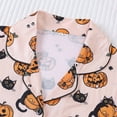 thumbnail image 5 of Pajamas Women Halloween Pajama Set Short Sleeve Shirt and Shorts Sleepwear Outfit with Cartoon Pumpkin Bat Ghost Print Womens Short Pajamas Set Light Pink S, 5 of 7