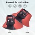 thumbnail image 2 of Fotbe Cute Black Kitten Cartoon Sombrero Tipo Pescador con Estampado – Sombrero de Sol de Algodón de Moda para Playa, Golf, Pesca, 2 of 6