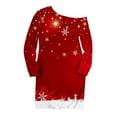 thumbnail image 5 of Puntoco Camiseta sin tirantes de manga larga con cuello inclinado suelto con estampado navideño para mujer top Puntoco Puntoco-2711, 5 of 5