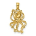 thumbnail image 5 of Auriga Fine Jewelry 10K Yellow Gold 2-D Textured Octopus Charm for Women (L-17 mm, W-11.75 mm), 5 of 6