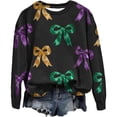 thumbnail image 2 of Mardi Gras 2026 Chandails en Molleton pour Femmes Tendance Manches Longues Col Rond Décontracté Carnaval Graphique Chandail en Molleton Pulls pour Femmes, 2 of 3