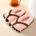 thumbnail image 5 of Big Toe Shoes, Funny Cartoon Cotton Slippers Toe Shoes, Warm Soft Slippers, Male Female Winter Cartoon Funny Indoor Warm Shoes - 11.8 x 11 inch (Coffee Color, 1 pair), 5 of 5