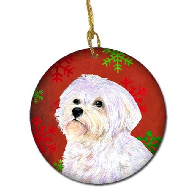Carolines Treasures SS4688-CO1 Maltese Flocons de Neige Rouges Fête Noël Ornement en Céramique