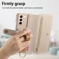 thumbnail image 2 of ELEHOLD Case for Samsung Galaxy S21 FE, RFID Blocking Zipper Leather Wallet Stand Case with Card Slot & Wrist Strap & Ring Holder,Khaki, 2 of 10