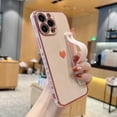 thumbnail image 4 of Feishell Case For iPhone 14 Plus, Cute Luxury Plating Love Heart with Camera Protection,Soft TPU Bumper Small Love Pattern,Protective Wrist Strap Kickstand Case For iPhone 14 Plus, Pink, 4 of 9
