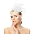 thumbnail image 1 of Baberdicy Wedding Pillbox Flower Fascinator Hat w/ Hair Clip, White, 1 of 6
