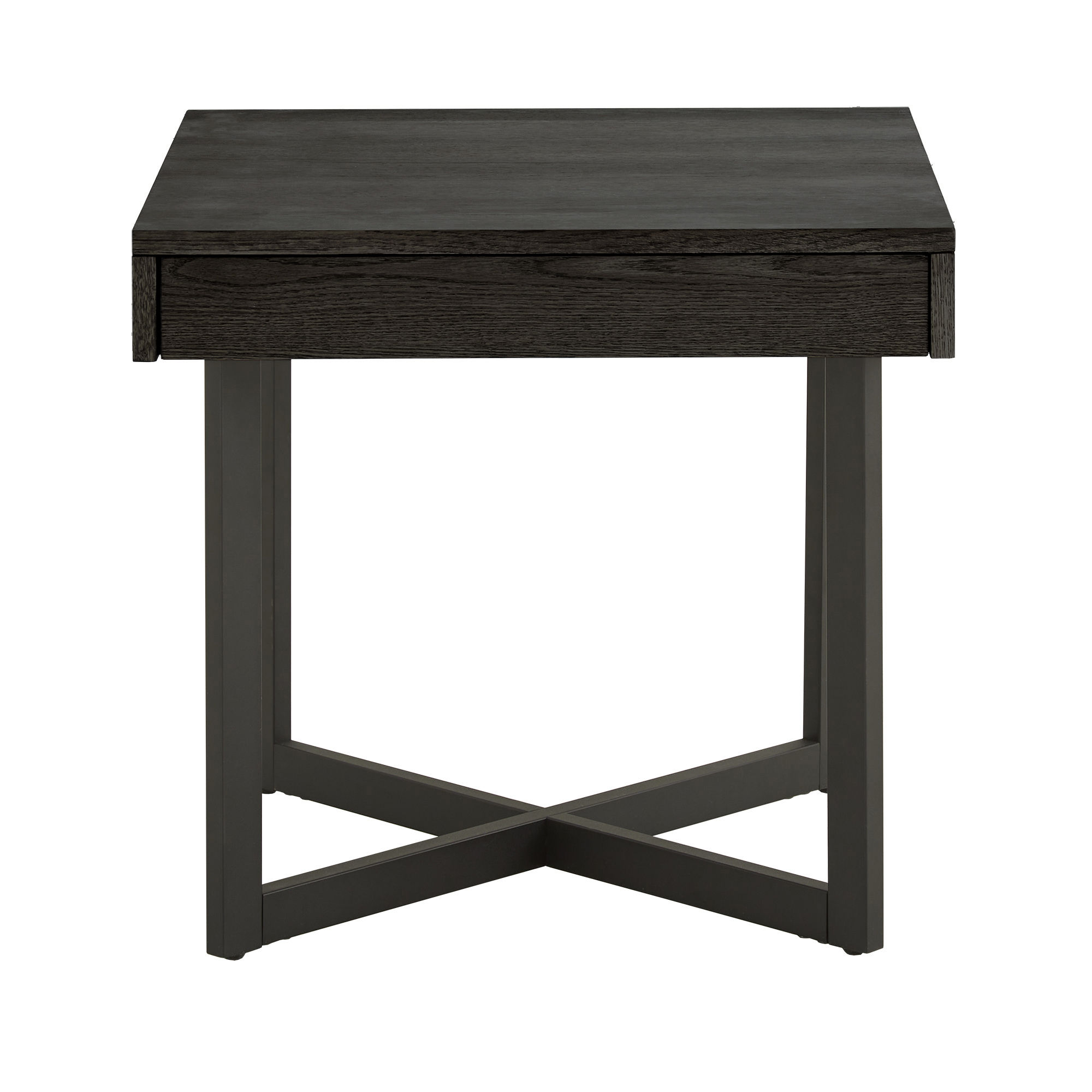 Weston Home Nadian Wood and Metal End Table with Drawer in Brown and Black