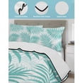 thumbnail image 4 of Quilts Twin Size Bedding Set, Teal Palm Leaves Lightweight Quilted Comforter, Summer Botanical Tropical Plants Soft Reversible Bedspread Coverlet with Pillow Covers for All Season, 68" x 86", 4 of 7