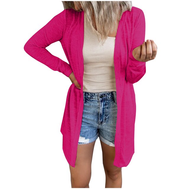 Cardigan pour Femmes Mode Ouvert devant Long Cardigan Doux Léger Manches Longues Habillé Décontracté Vestes