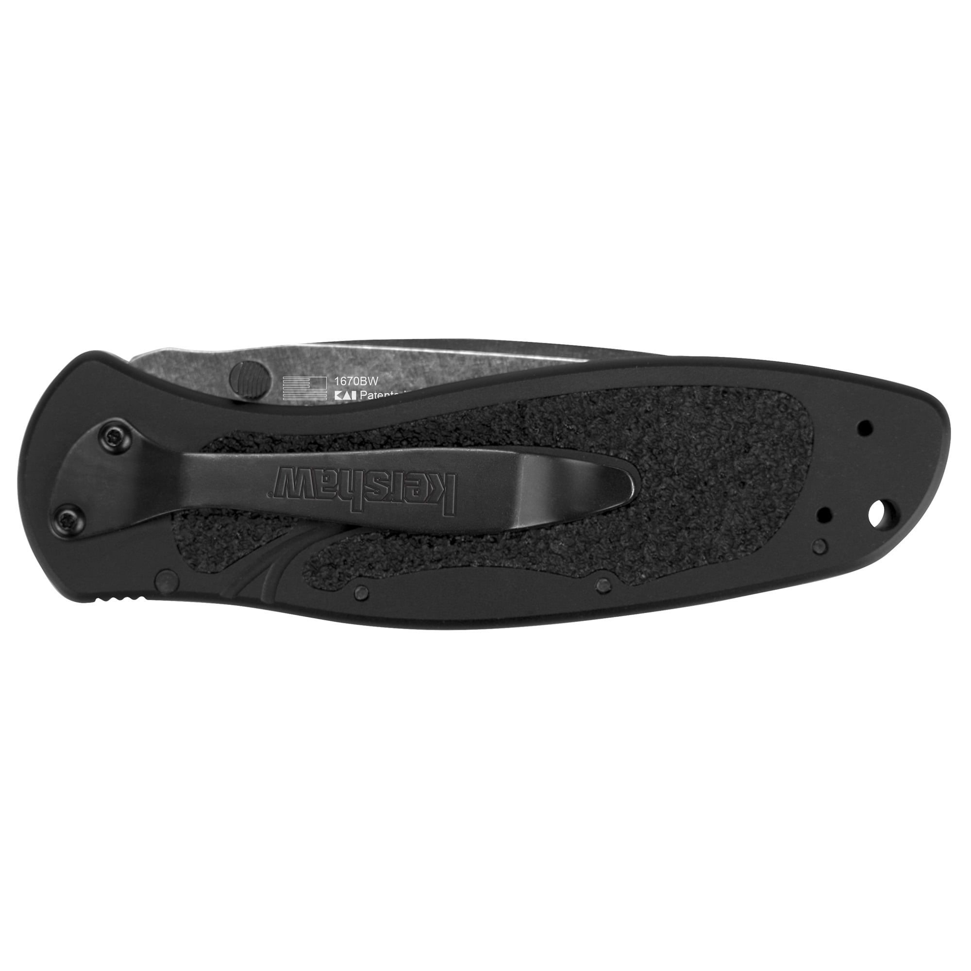Kershaw Blur Blackwash Folding Knife (1670BW); 3.4” BlackWash 14C28N Steel Blade; Black Anodized Aluminum Handle with Black Textured Trac-Tec Inserts, SpeedSafe Opening, Reversible Pocketclip; 3.9 OZ