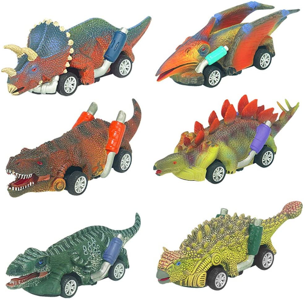 4 PCS Pull-back Animal Toys Car Safety Mini Vehicle Model Kids Toys Sets Animal Vehicles dinosaur party favors Gift for 2-6 Years Old Boys