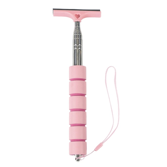 Shengyu Auto Mirror Squeegee Cleaner Long Handle for Cleaning Shower Glass Door Pink 21-98cm Retractable