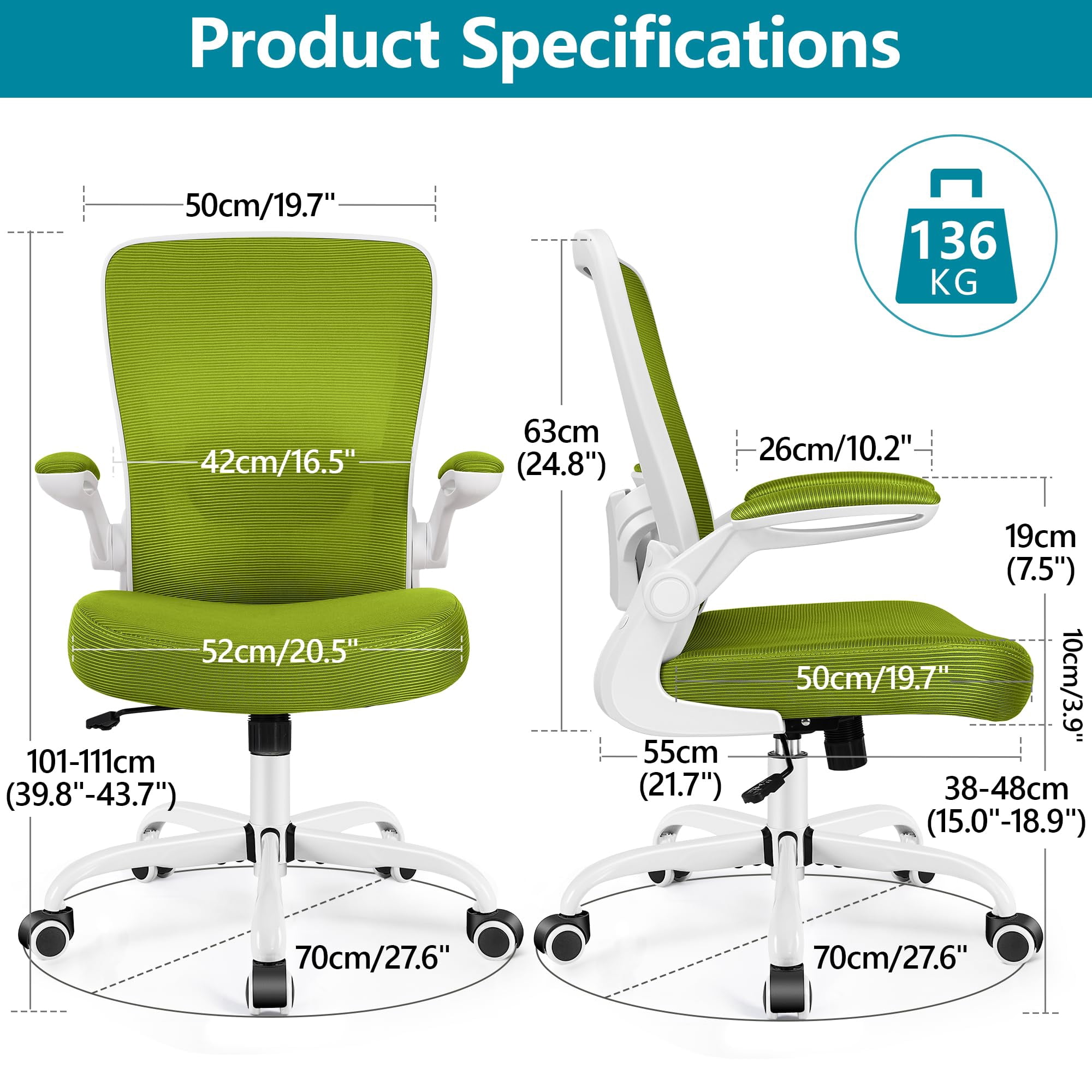 Office Chair, Ergonomic Desk Chair Breathable Mesh Chairs Adjustable High Back Lumbar Support Flip-up Armrests, Executive Rolling Swivel Comfy Computer Chairs Home Office Black