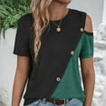 thumbnail image 7 of SELONE Off the Shoulder Tops Plus Size Women Short Sleeve Tops Blouses Regular Fit T Shirts Pullover Tees Tops Abstract Print T-Shirts Crew Neck Tops Casual Blouses Button Down T Shirts Green S, 7 of 7