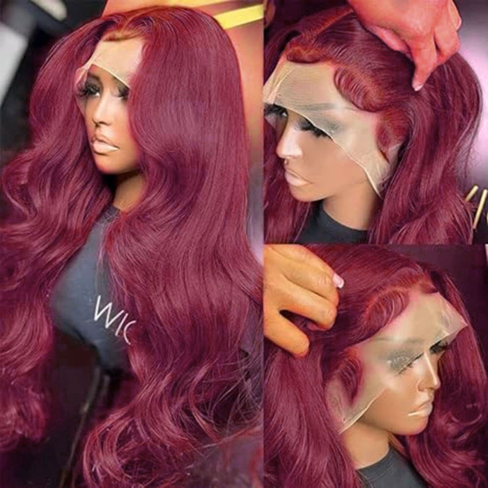 Golden Blonde Long Wavy Lace Front Wig for Women, Curly Synthetic Wig Heat Resistant Natural Looking Wigs(,One Size)