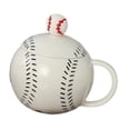 thumbnail image 4 of Taza de café de cerámica con diseño deportivo de béisbol, taza de con tapa y cuchara, 400 ml, pintada a mano, de té para vacaciones, café y Negro, 4 of 8