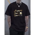 thumbnail image 1 of Men'S Happy New Year Party T-Shirt - Champagne And Confetti Print, Eye-Catching "Happy New Year" Lettering, Red And Gold, 1 of 5