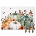 thumbnail image 2 of Fall Pumpkin Placemats Set of 4 Brown Sunflower Leaf Heat Insulated Linen Place Mats, Washable Stain-Proof Table Mats for Dining Tables Holiday Decor 13x19inch, 2 of 9