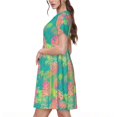 thumbnail image 2 of Fotbe Colorful Palm Leaves Vestido Largo de Moda para Mujer, Vestido Tipo Camiseta con Manga Corta y Estilo Casual a Rayas y Bloques de Color, 2 of 6