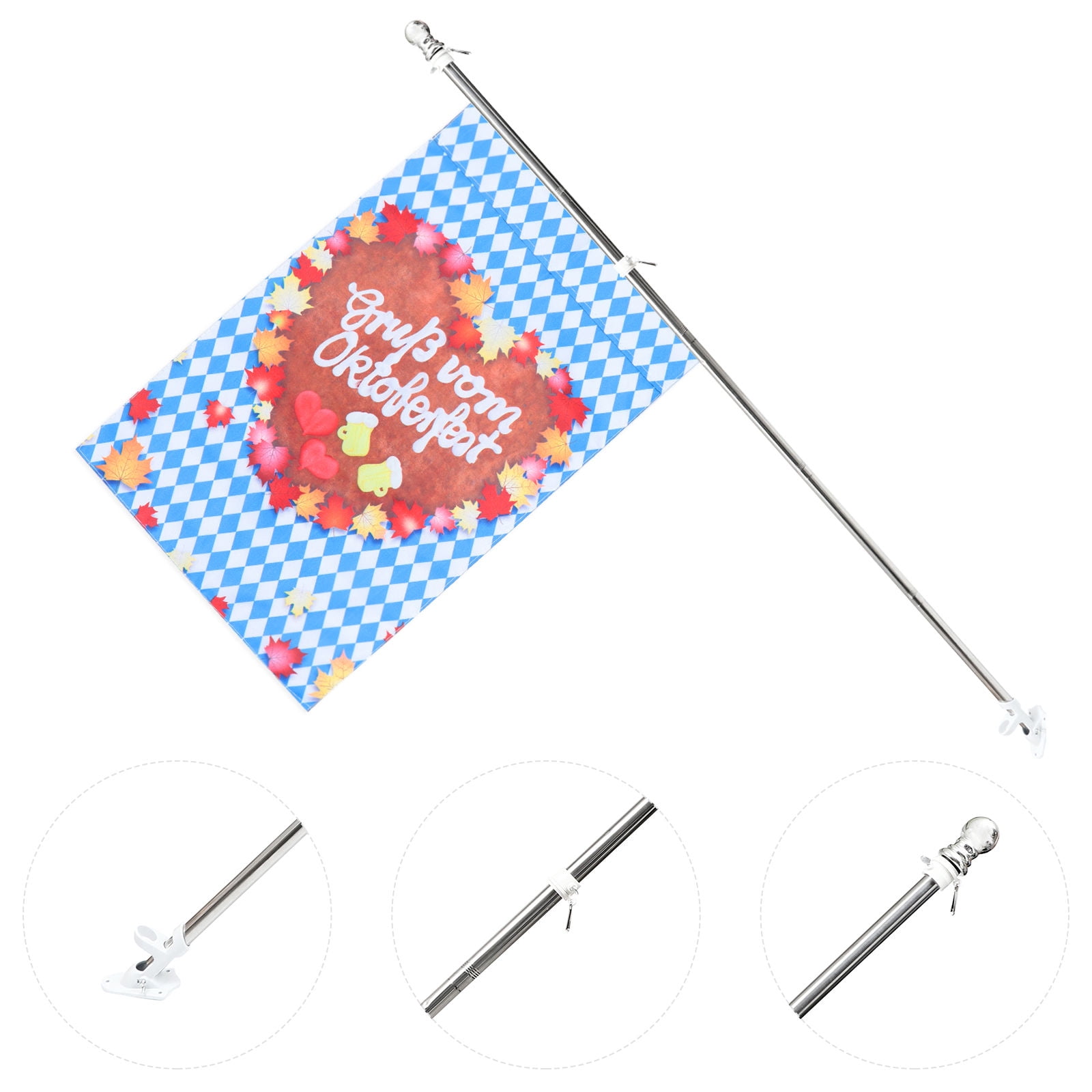Worgeous Garden Flag Rod Silver 6Pcs 11.8In Stainless Steel
