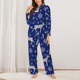 thumbnail image 2 of Pajama Sets for Women 2 Pcs, winter moose deer snowflakes blue Button Down Long Sleeve Sleepwear Lounge PJ Sets, 2 of 6