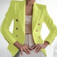 thumbnail image 2 of Hfyihgf Womens Double Breasted Blazers Casual Long Sleeve Lapel Open Front Blazer Jackets Slim Fit Work Suits Coat Green 3XL, 2 of 6