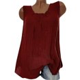thumbnail image 1 of CHOK Plus Size Womens Summer Tank Tops Comfort Cotton Linen Tee Blouse On Clearance, 1 of 3