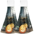 thumbnail image 2 of GZHJMY Happy Halloween Pumpkin Kitchen Towels, Soft Hand Towels or Dishcloths with Hanging Loop, Absorbent Hand Towel for Bathroom Kitchen Halloween Décor, Set of 2（229）, 2 of 7