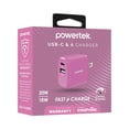 thumbnail image 7 of Powertek 20W USB-C PD + USB-A Dual Port Wall Charger, Carbon Design, Pink, 7 of 7