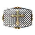 thumbnail image 1 of Nocona 37042 Rectangle Basket Weave Smooth Edges Cross Mens Buckle, Antique Silver - 2.75 x 3.75 in., 1 of 1