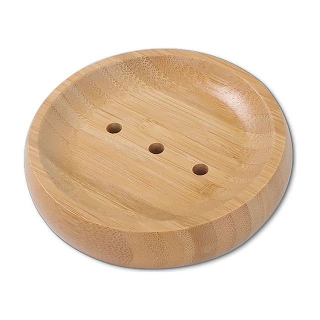 PVCS Eco-friendly Natural Bamboo Wood Bathroom Shower Soap Tray Dish Storage Stand