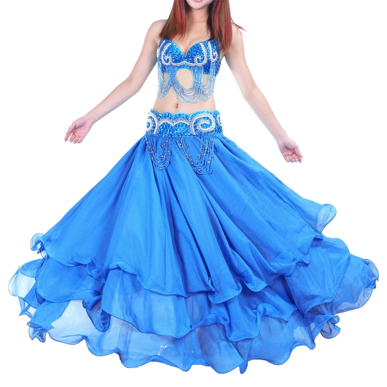 BellyLady Belly Dance Skirt Halloween Tribal Chiffon Tiered Maxi