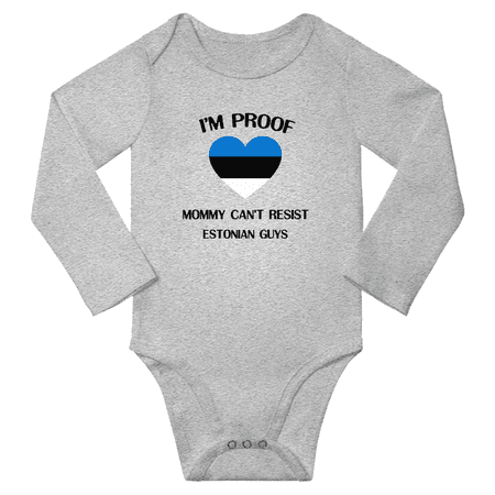 

I m Proof Mommy Can t Resist Estonian Guys Baby Long Sleeve Romper Bodysuit (Gray 12 Months)