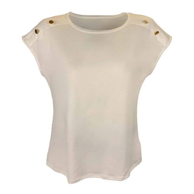 Blusa George Talla G Kimona con Botones en Hombro Blanco