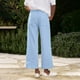 thumbnail image 4 of pantalones deportivos deportivos para mujer pantalones casuales sueltos elásticos para correr pantalones rectos de pierna ancha pantalones casuales pantalones de yoga azul cielo / m, 4 of 4