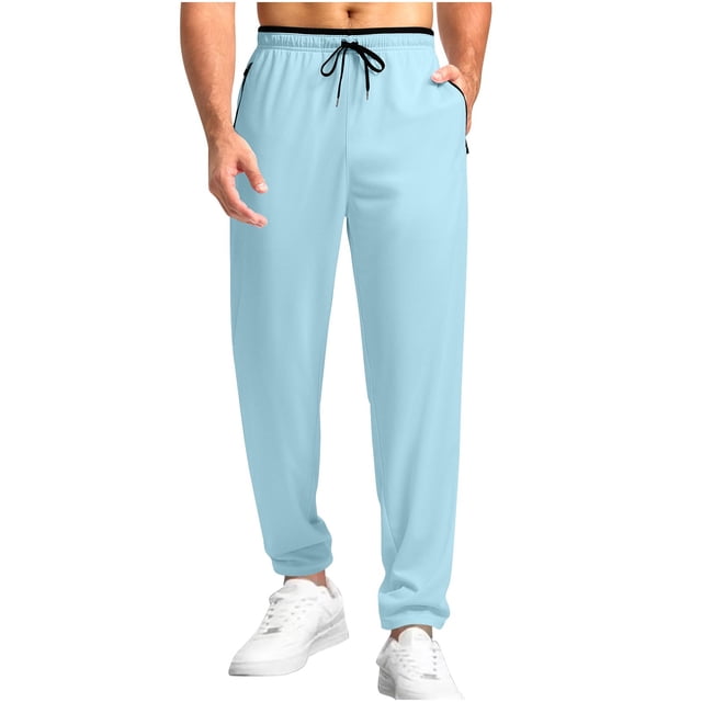 Dagugfen Trackpants for Men Drawstring Elastic Waist Lightweight Solid Color Sports Cropped Trousers