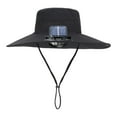 thumbnail image 3 of Sombrero para el sol, ajustable, de ala ancha, recargable, con ventilador, sombrero de pescador con negro, 3 of 9