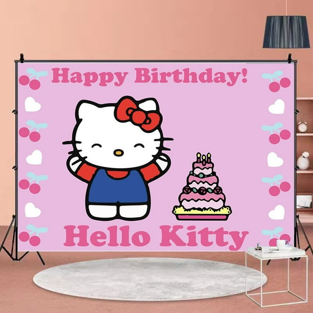Fondo de Hello Kitty para cumpleaños de niños, foto personalizada con nombre, fiesta de feliz cumpleaños, Baby Shower, Fondo de gatito, accesorios de estudio de vinilo
