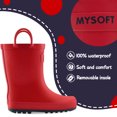 thumbnail image 3 of Kushyshoo Red Kids Rain Boots for Girls Toddler Waterproof Rubber Black Sole Panel with Easy-On Handles Size 3, 3 of 6