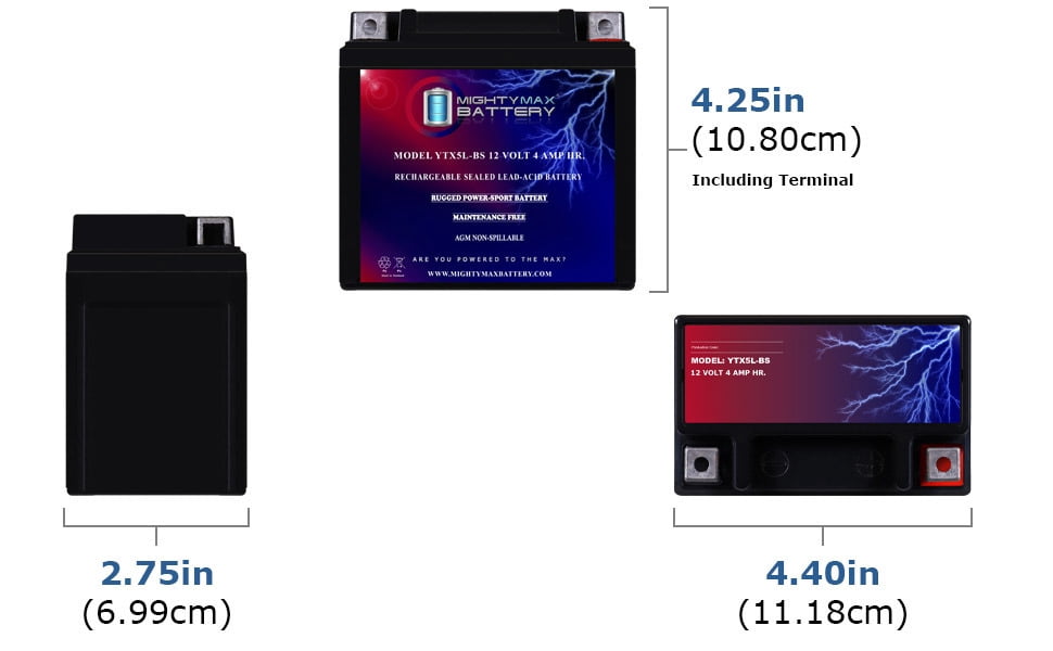 YTX5L-BS Replacement for OEM Motorcycle Battery 12V 4AH 80CCA