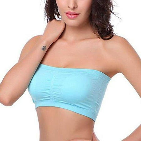 

1Pcs Women s Seamless Elastic Bandeau Bra Classic Bras Strapless Top Without Filling Blue 1pcs