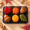 thumbnail image 4 of 6-Cavity Autumn Harvest Mousse Silicone Mold, Pumpkin Maple Leaf Acorn Design for Fall Baking Chocolate Soap and Candle, Baking Tool, 4 of 9