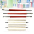 thumbnail image 1 of OULII 8Pcs Ceramic Trim Tool for Sculpture and Craft Projects Wood and Stainless Steel Embossing, 1 of 8