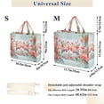 thumbnail image 3 of Flamingoes Flowers Floral Leaves Light Corduroy Tote Bag Handbag Large Messenger Bag Shoulder Crossbody Zipper Bag Purse, 3 of 8