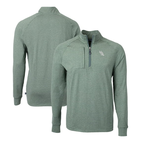 Men's Cutter & Buck Heather Kelly Green North Texas Mean Green Adapt Eco Knit Heather Quarter-Zip Pullover Top